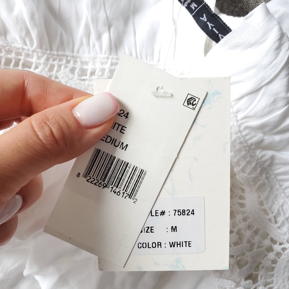 Raviya White Sleeveless Flutter-Hem Cover-up Beach Dress Size M - Picture 9 of 9